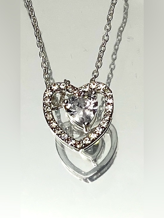 Jewelry - Heart Halo CZ Pendant Necklace w light box
